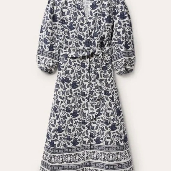 NWT BODEN
Addie Linen Midi Dress - Ivory, Meadow Flight, blue detail. - Picture 7 of 10